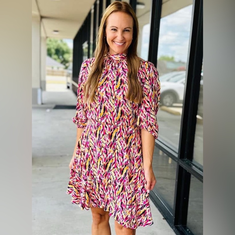 Long sleeve multicolor dress